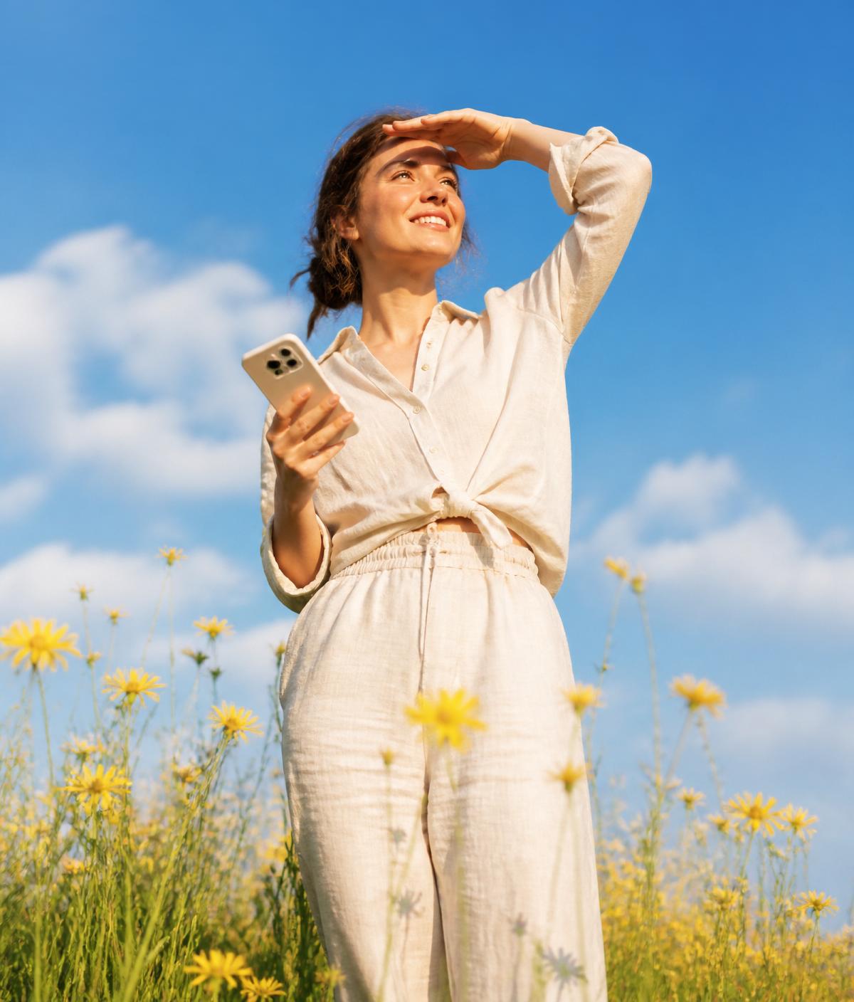 A person working with a device in hand